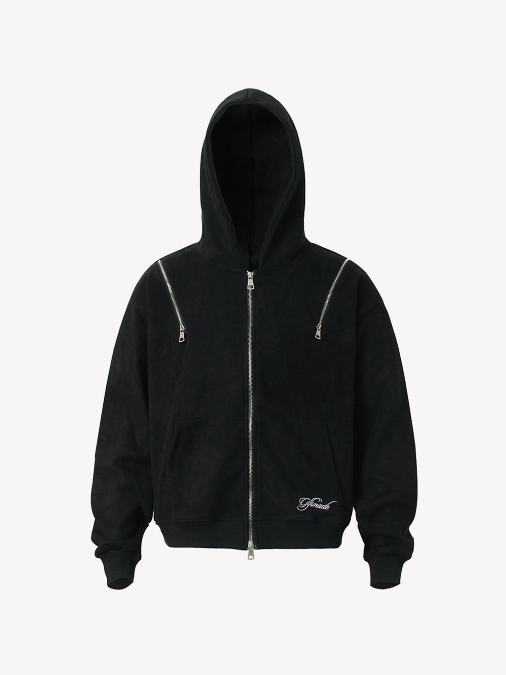 Suede Double-Ended Zippered Cropped Hooded Jacket