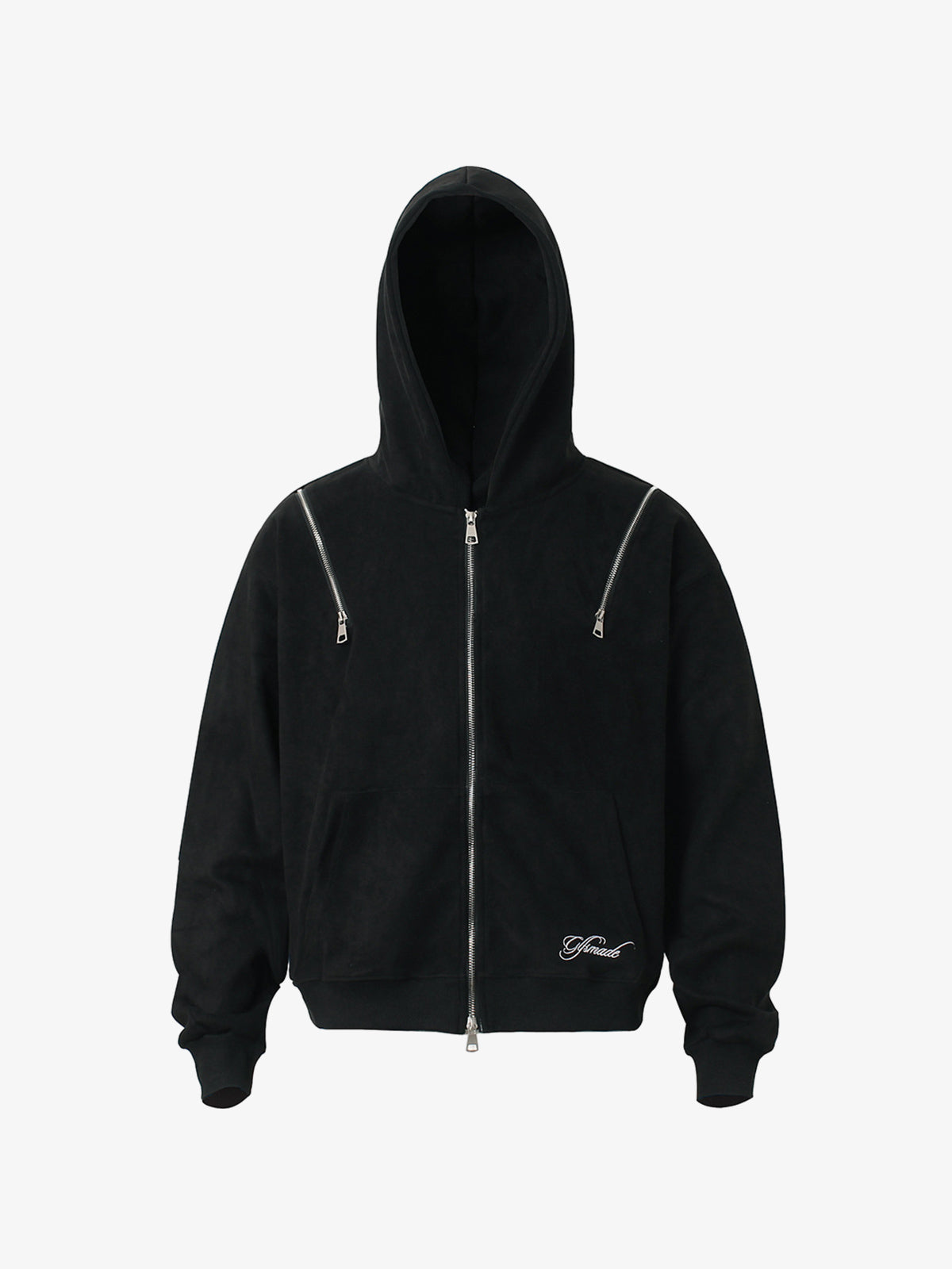 Suede Double-Ended Zippered Cropped Hooded Jacket