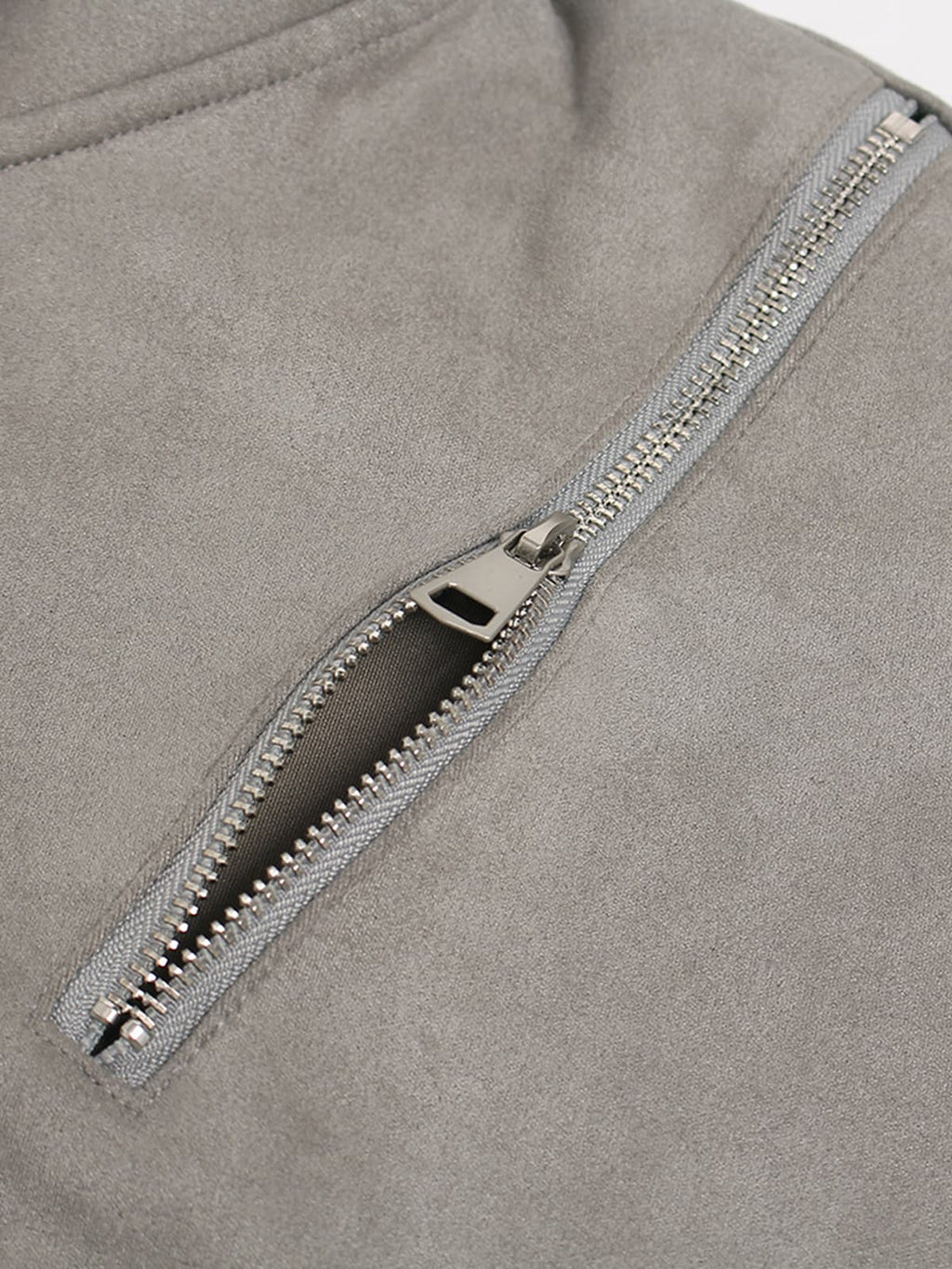 Suede Double-Ended Zippered Cropped Hooded Jacket