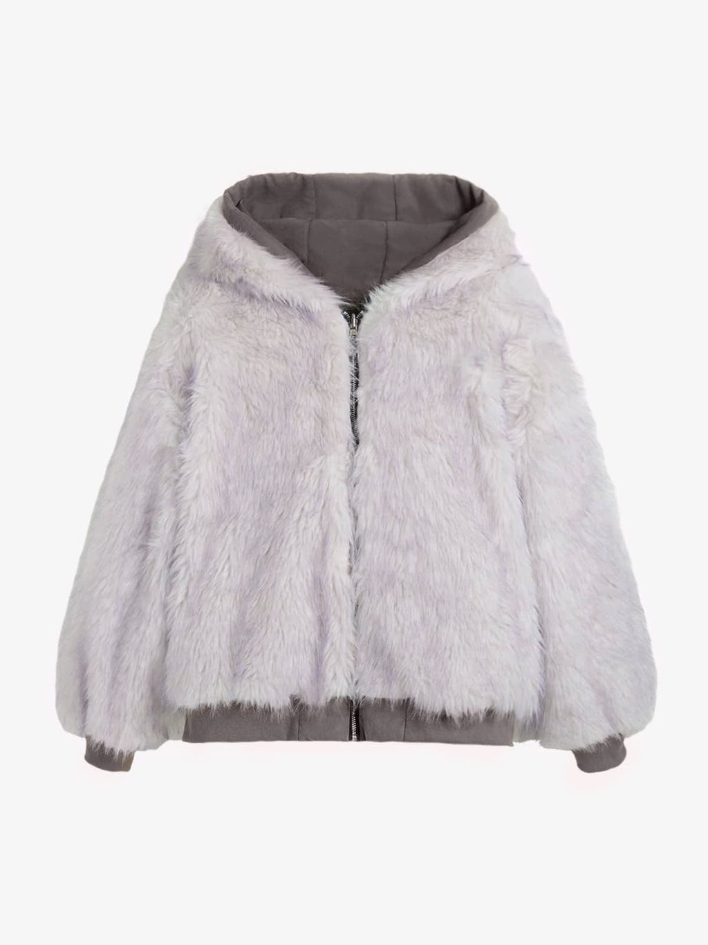 Oversized Reversible Fur Hooded Jacket - 2544
