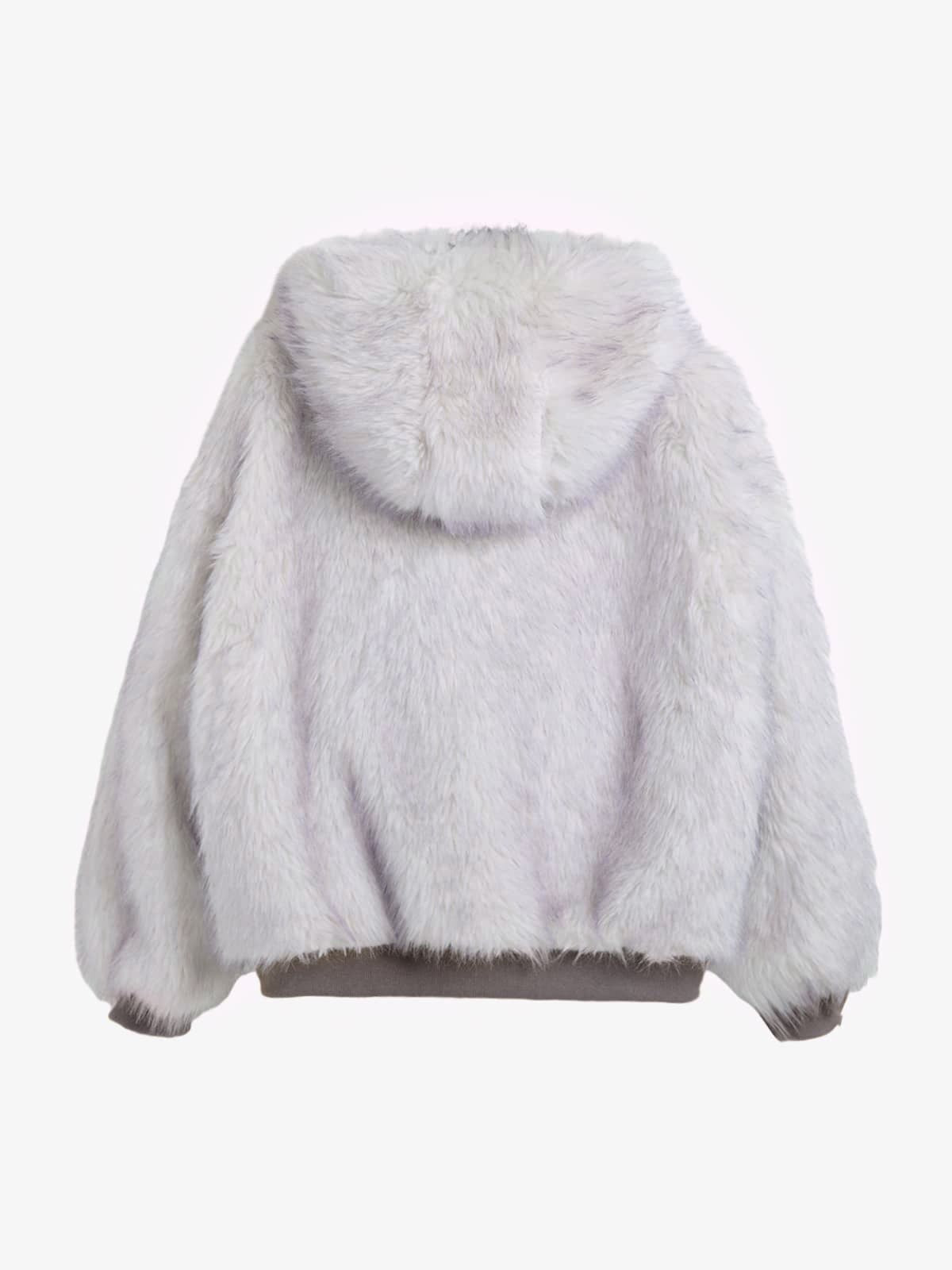 Oversized Reversible Fur Hooded Jacket - 2544