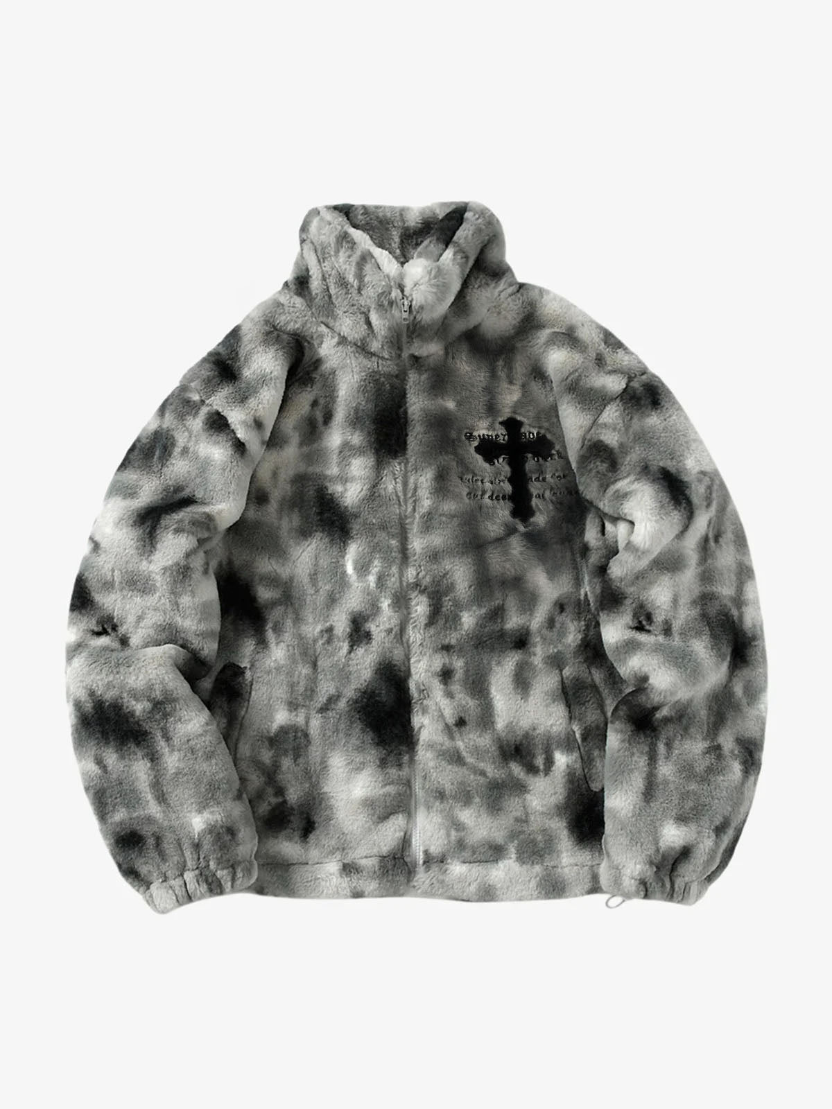 Heavy-Duty Faux Lambswool Tie-Dye Urban Jacket - 1558