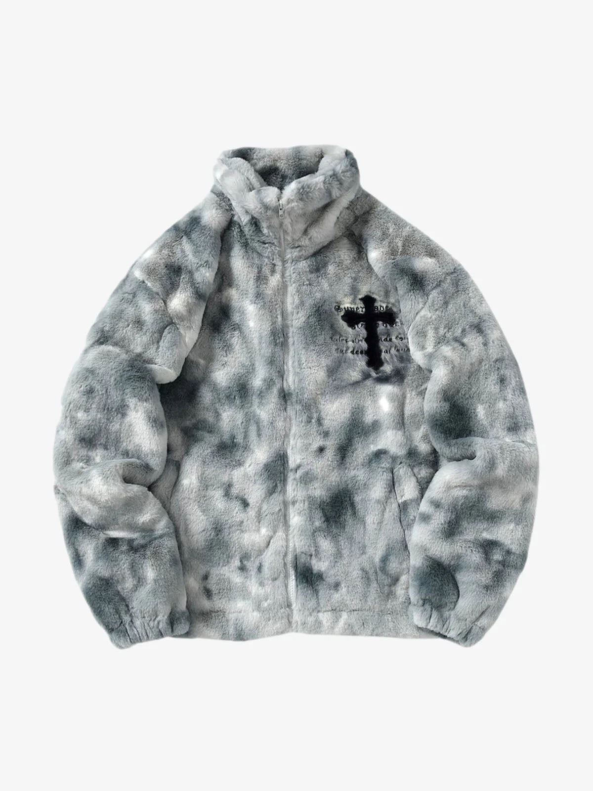 Heavy-Duty Faux Lambswool Tie-Dye Urban Jacket - 1558