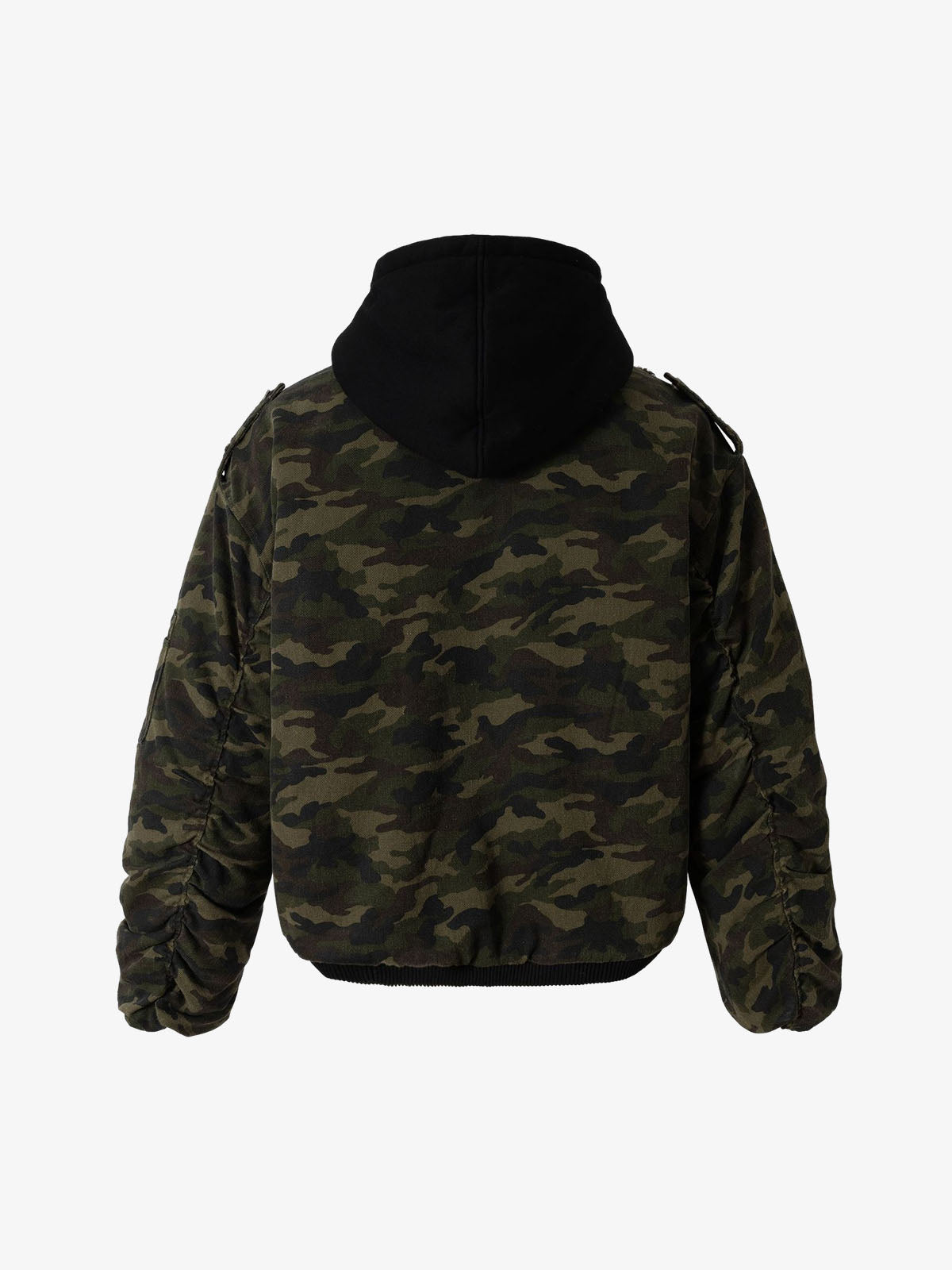 Retro Camouflage Faux Layered Metal Buckle Padded Jacket