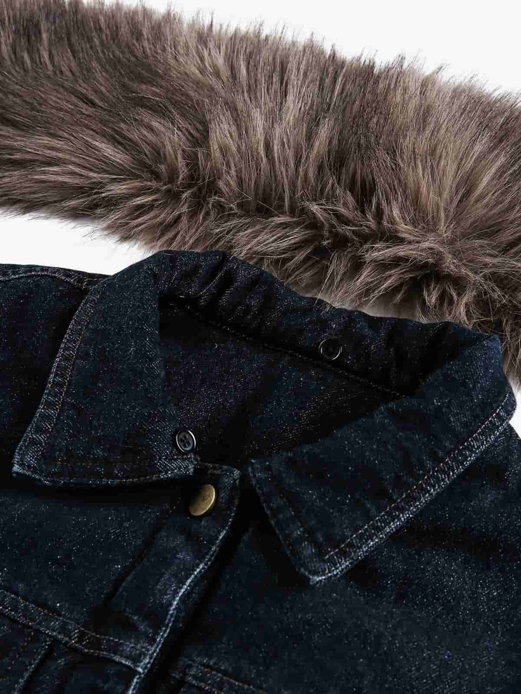 Retro Detachable Fur Collar Workwear Denim Jacket