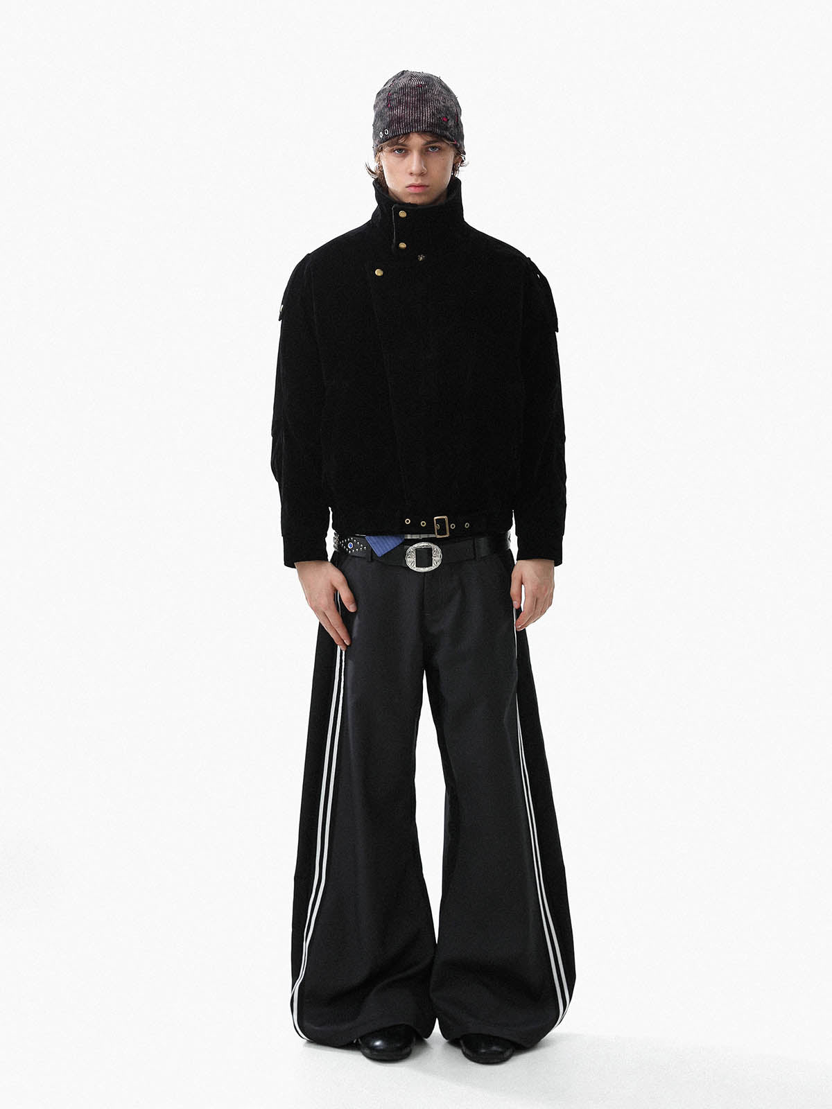 Retro Asymmetrical Lambswool Suede Padded Jacket