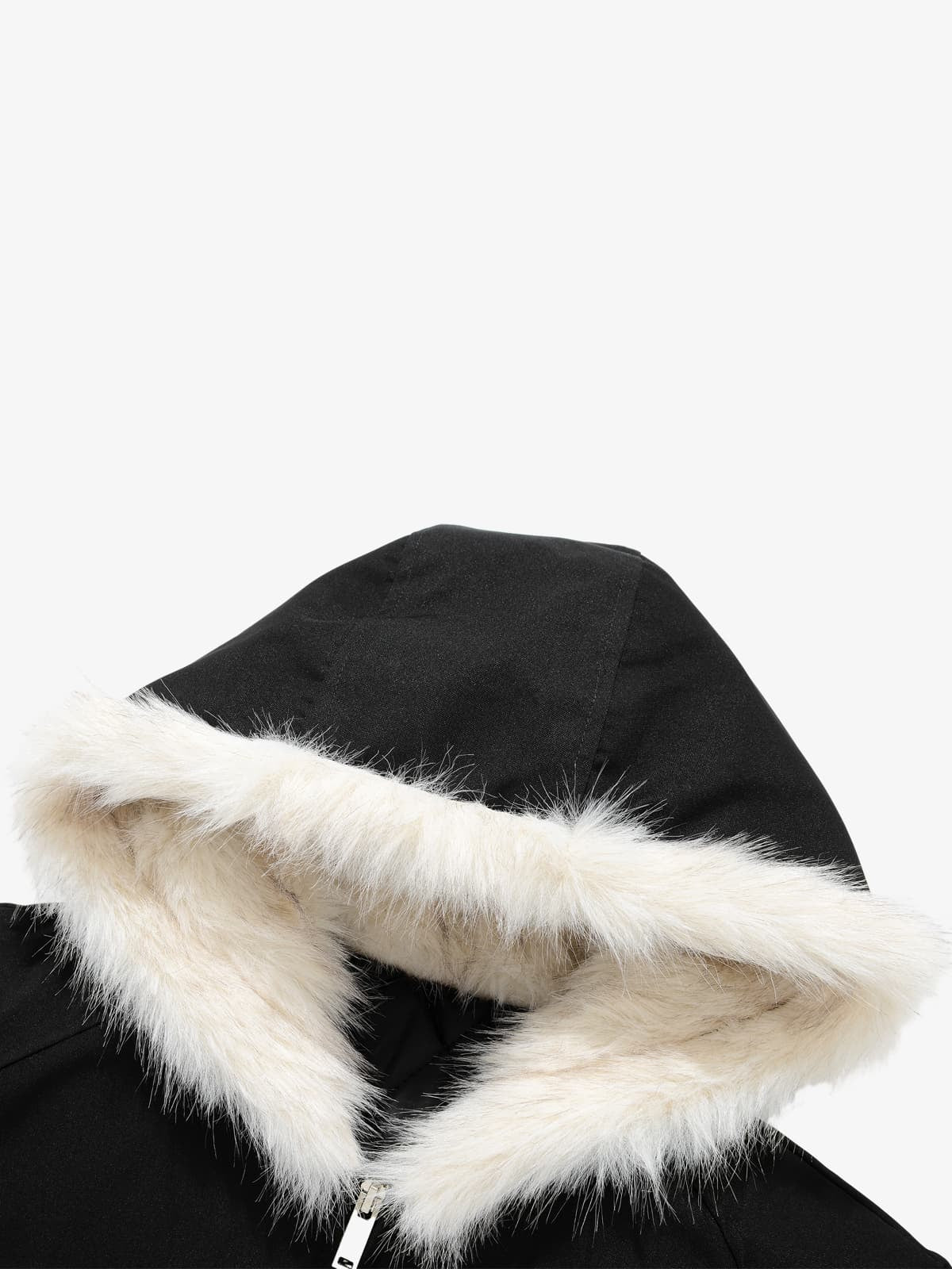 Retro Contrast Fur Collar Quilted Cotton Bomber Jacket