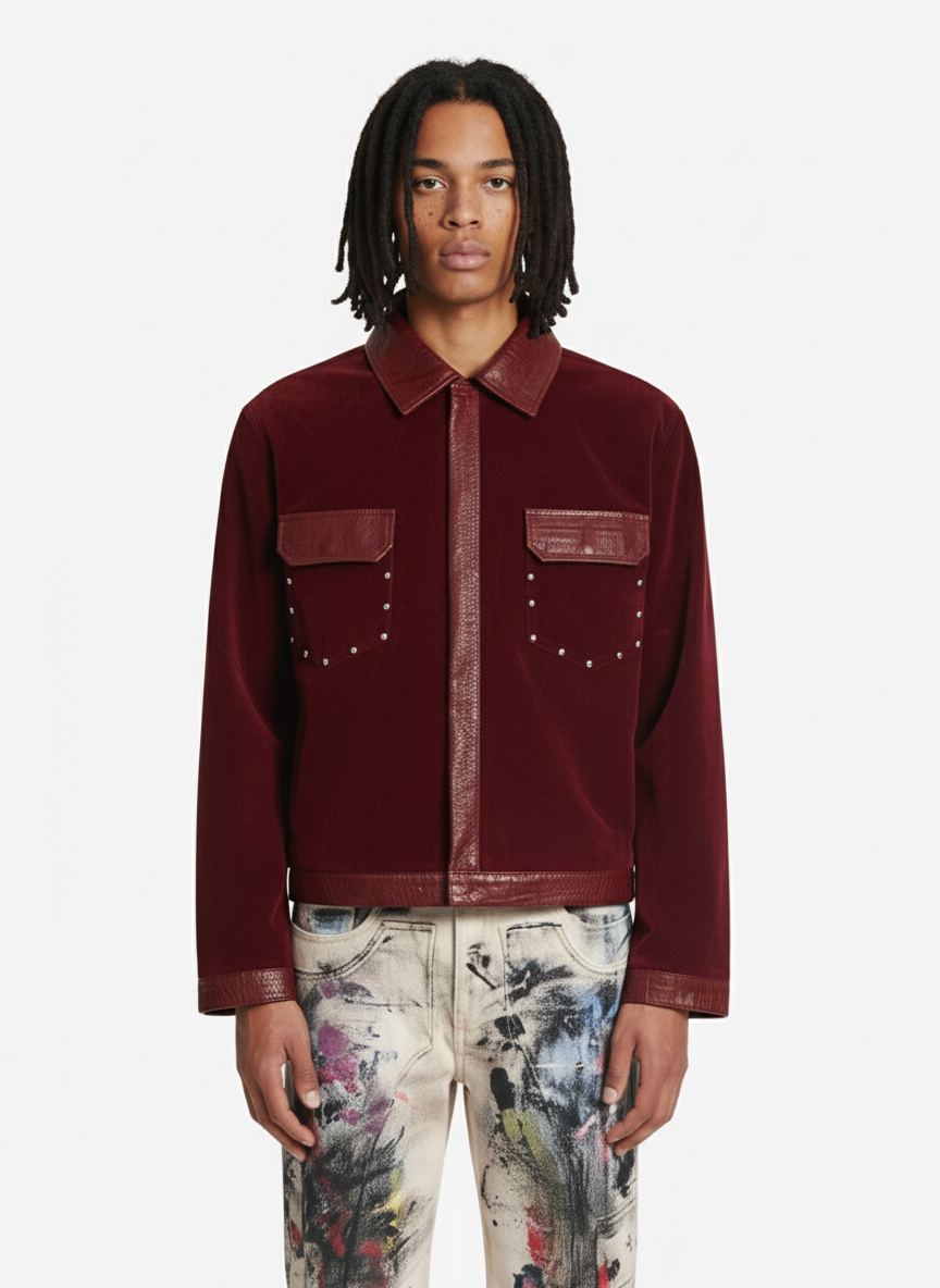 Vintage Suede PU Leather Collar Zip Up Jacket