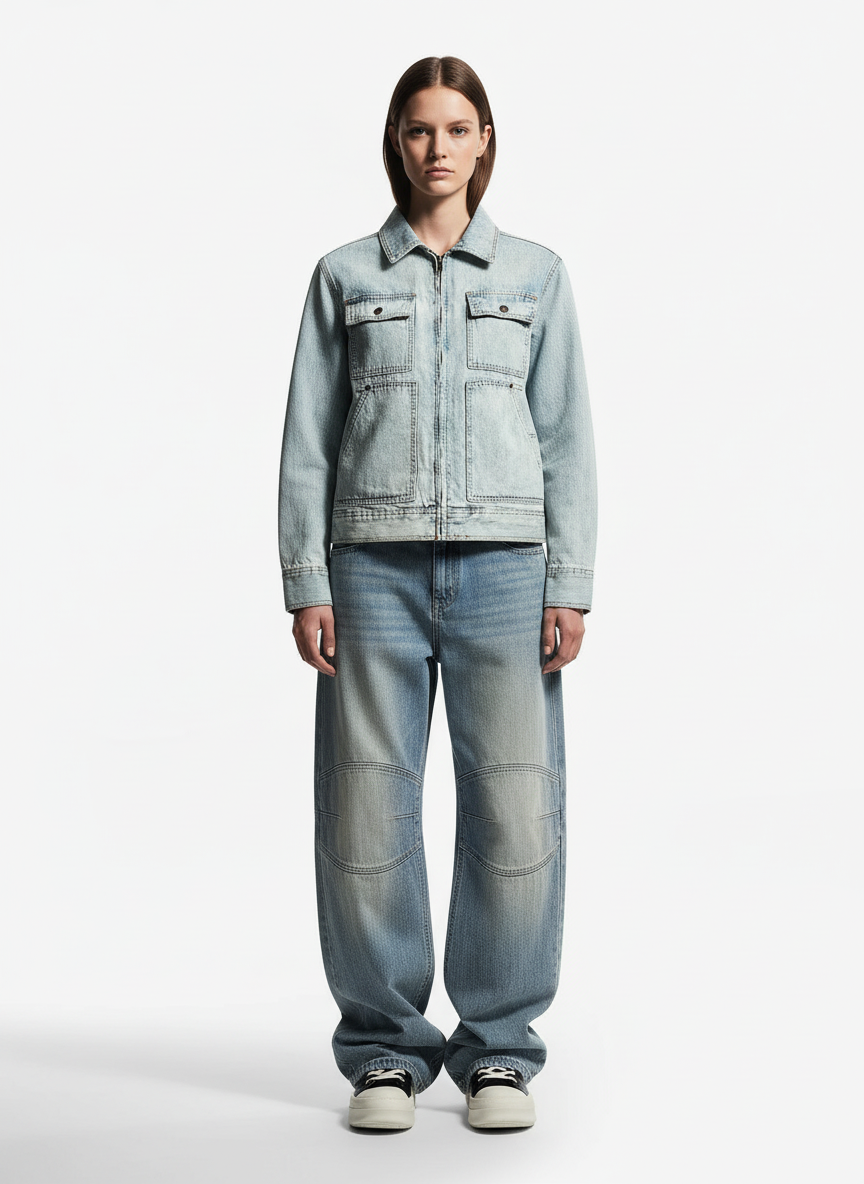 Vintage Light Wash Workwear Denim Jacket