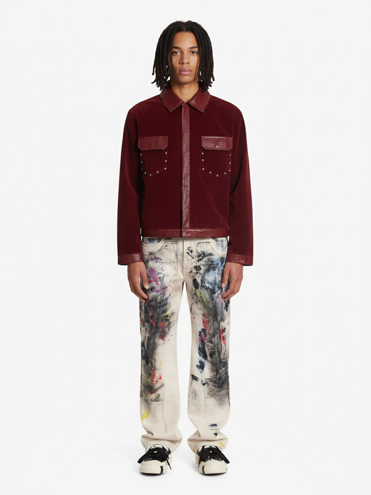 Vintage Suede PU Leather Collar Zip Up Jacket