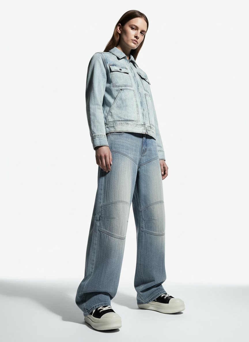 Vintage Light Wash Workwear Denim Jacket