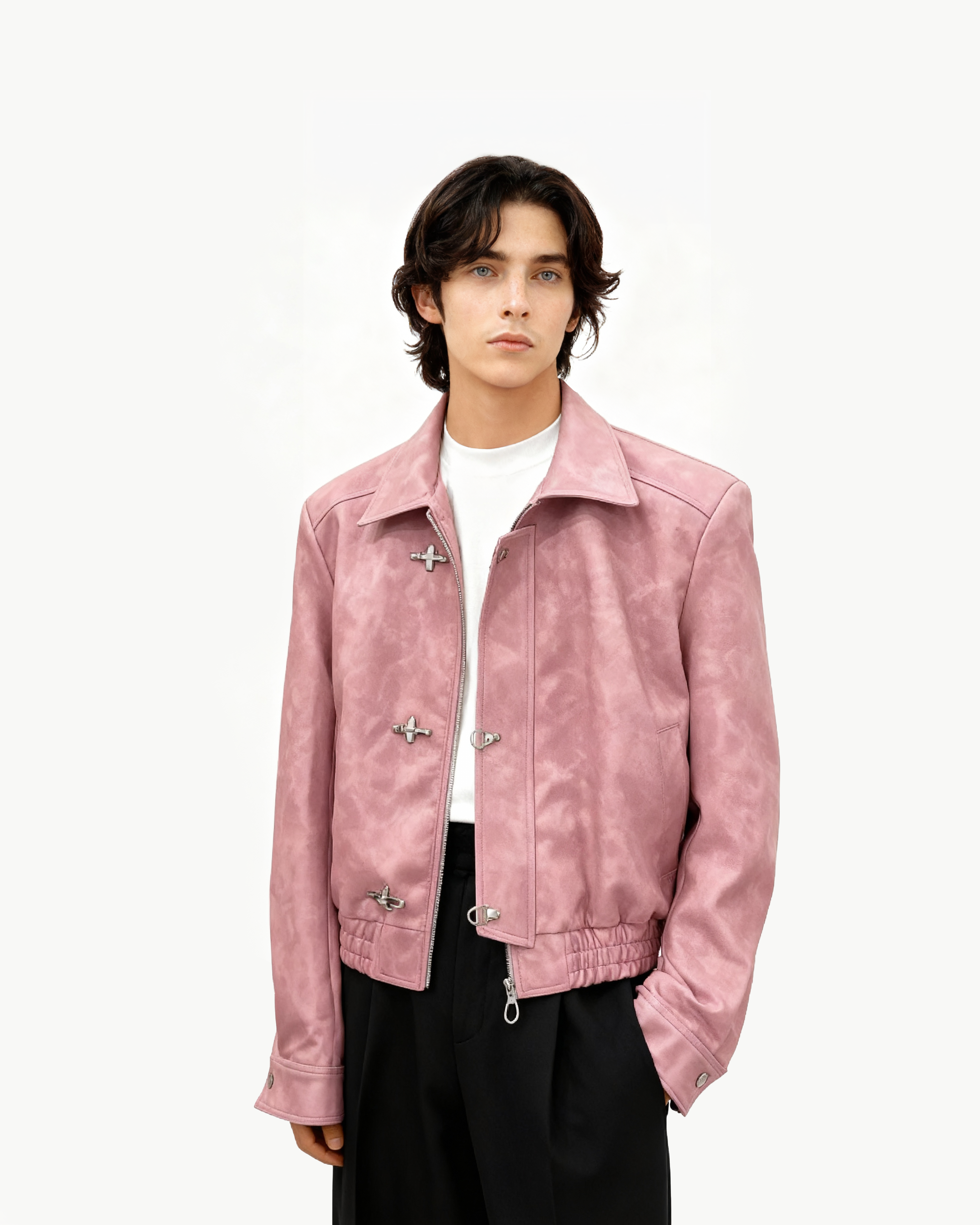 Fireman Clasp Buckle Faux Leather Jacket | Inflation Streetwear