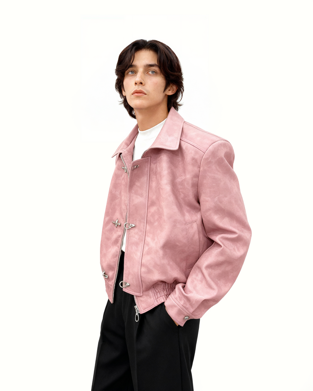 Fireman Clasp Buckle Faux Leather Jacket | Inflation Streetwear