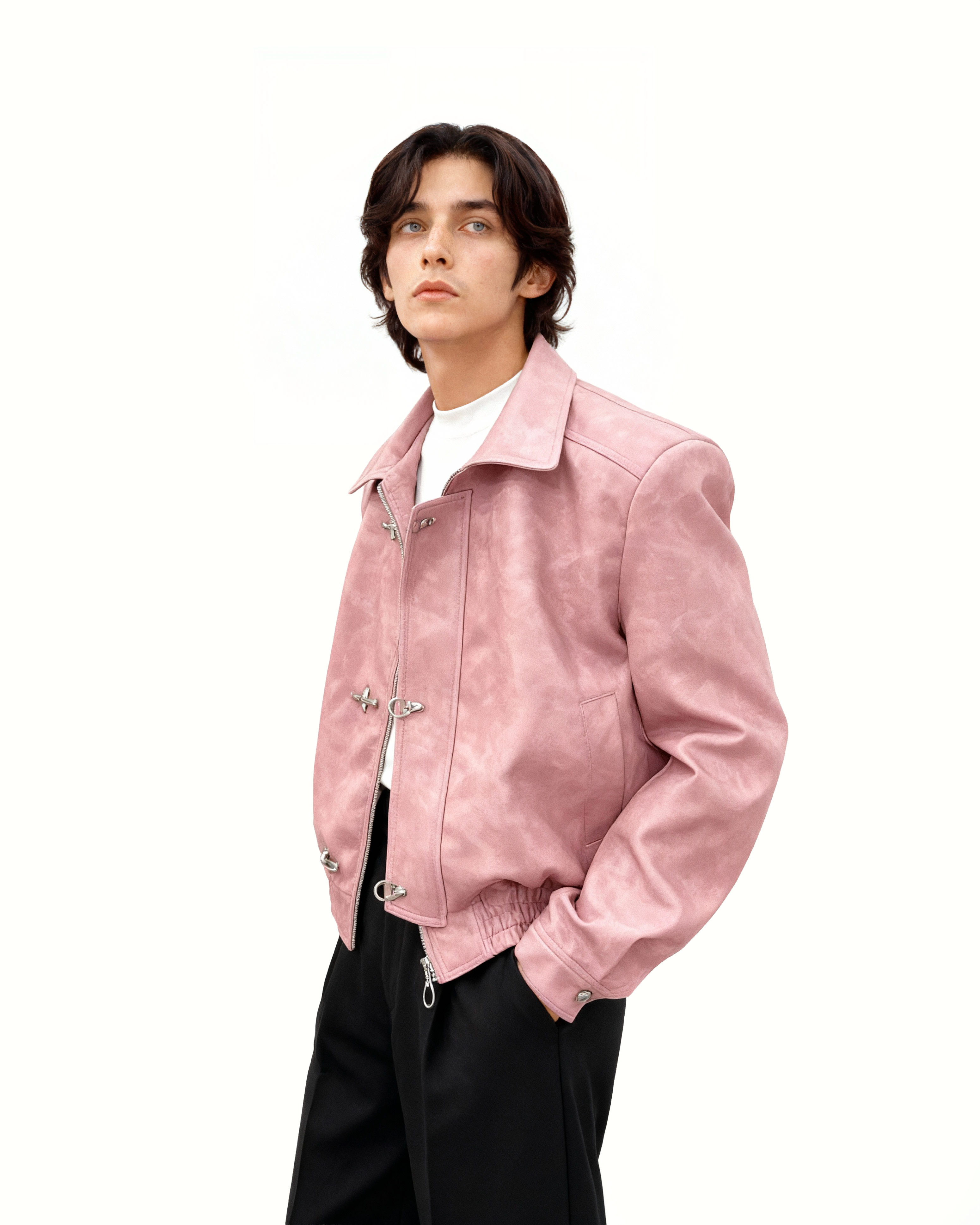 Fireman Clasp Buckle Faux Leather Jacket | Inflation Streetwear