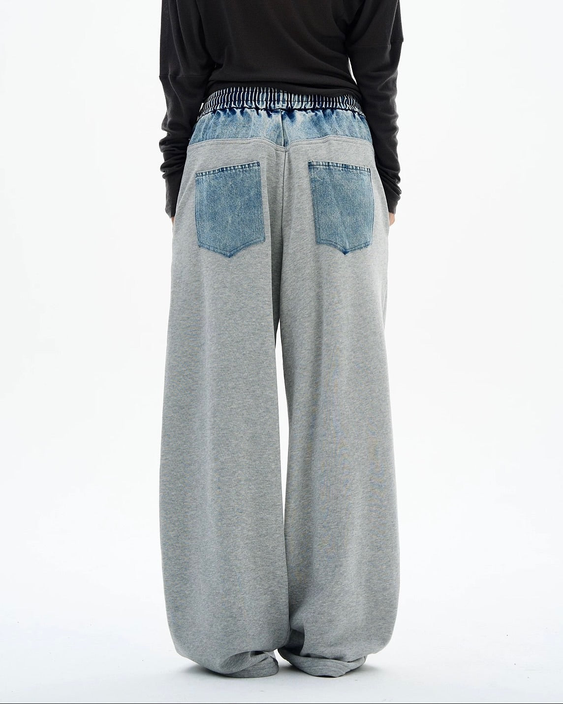 Denim Patchwork Straight Leg Sweatpant | Inflation Streetwear