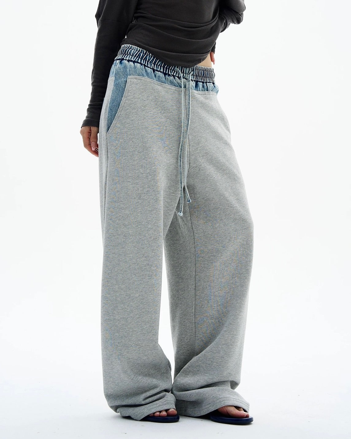 Denim Patchwork Straight Leg Sweatpant | Inflation Streetwear