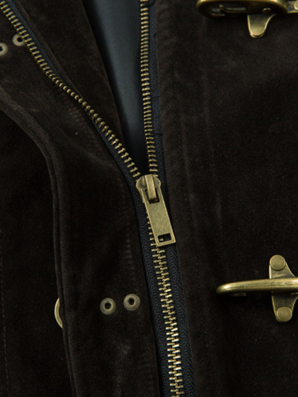 Retro Unique Metal Button Suede Lapel Bomber Jacket - 2538