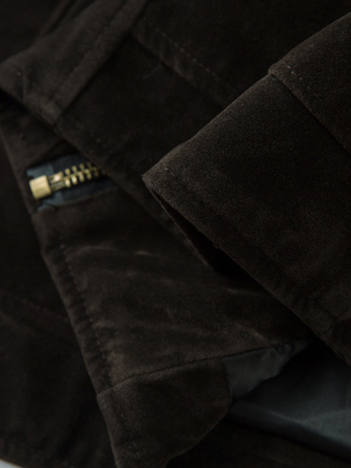 Retro Unique Metal Button Suede Lapel Bomber Jacket - 2538