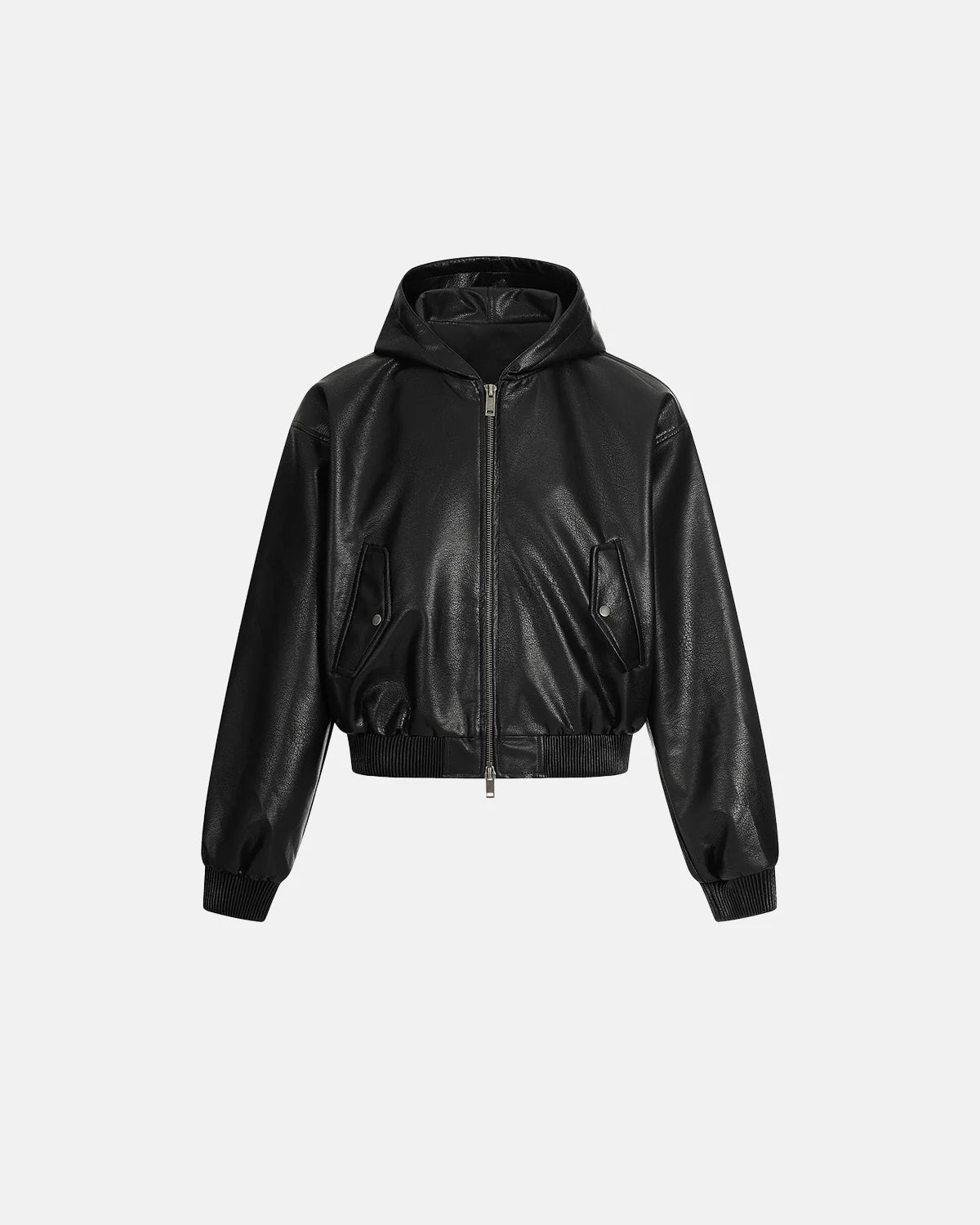 Hooded PU Leather Biker Jacket | INFLATION Streetwear