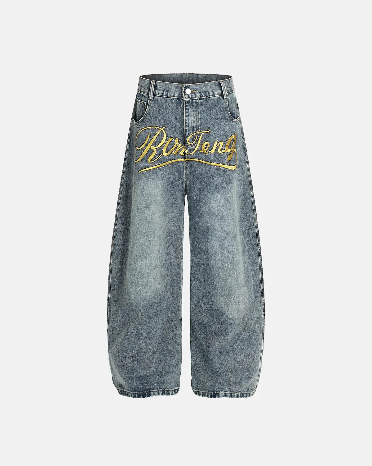Rivets Embroidered Baggy Jeans | INFLATION Streetwear