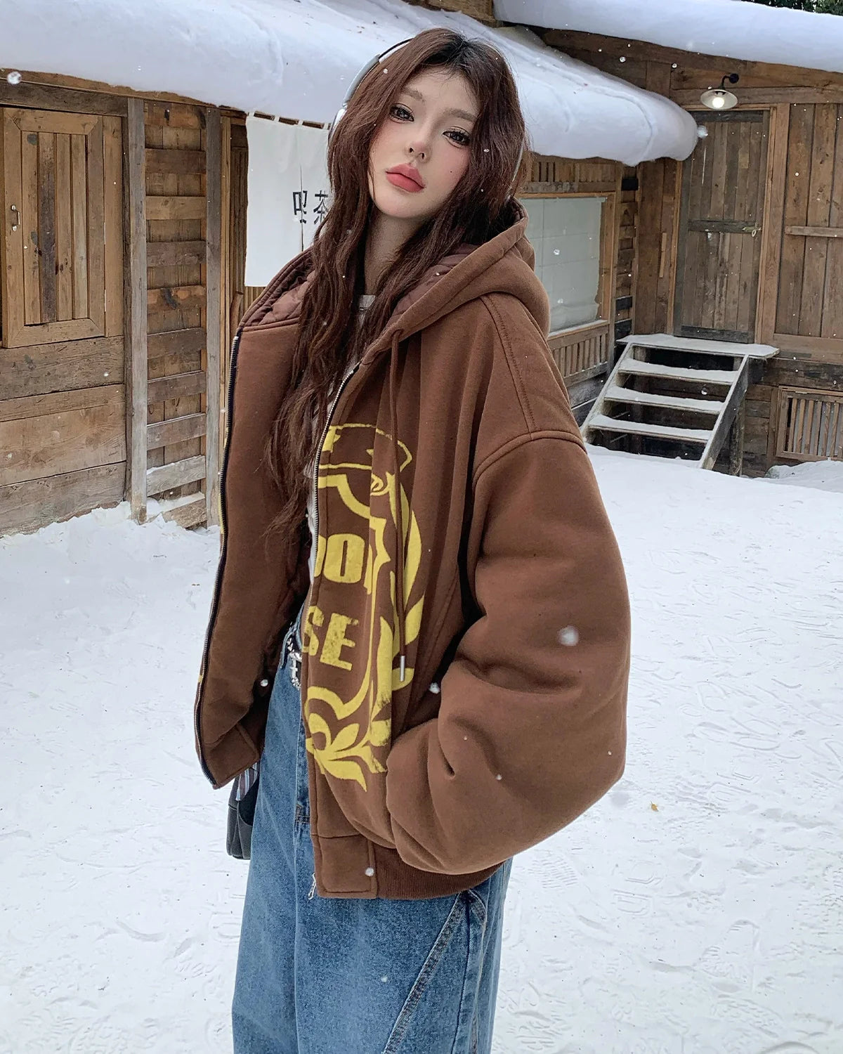 Acid Washed Graphic Cotton Padded Jacket | Inflation Streetwear