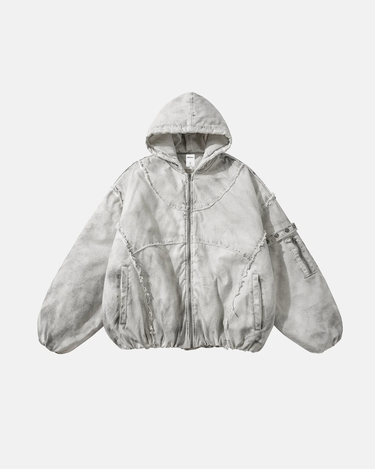 Retro Frayed Hodded Padded Jacket | Inflation Streetwear