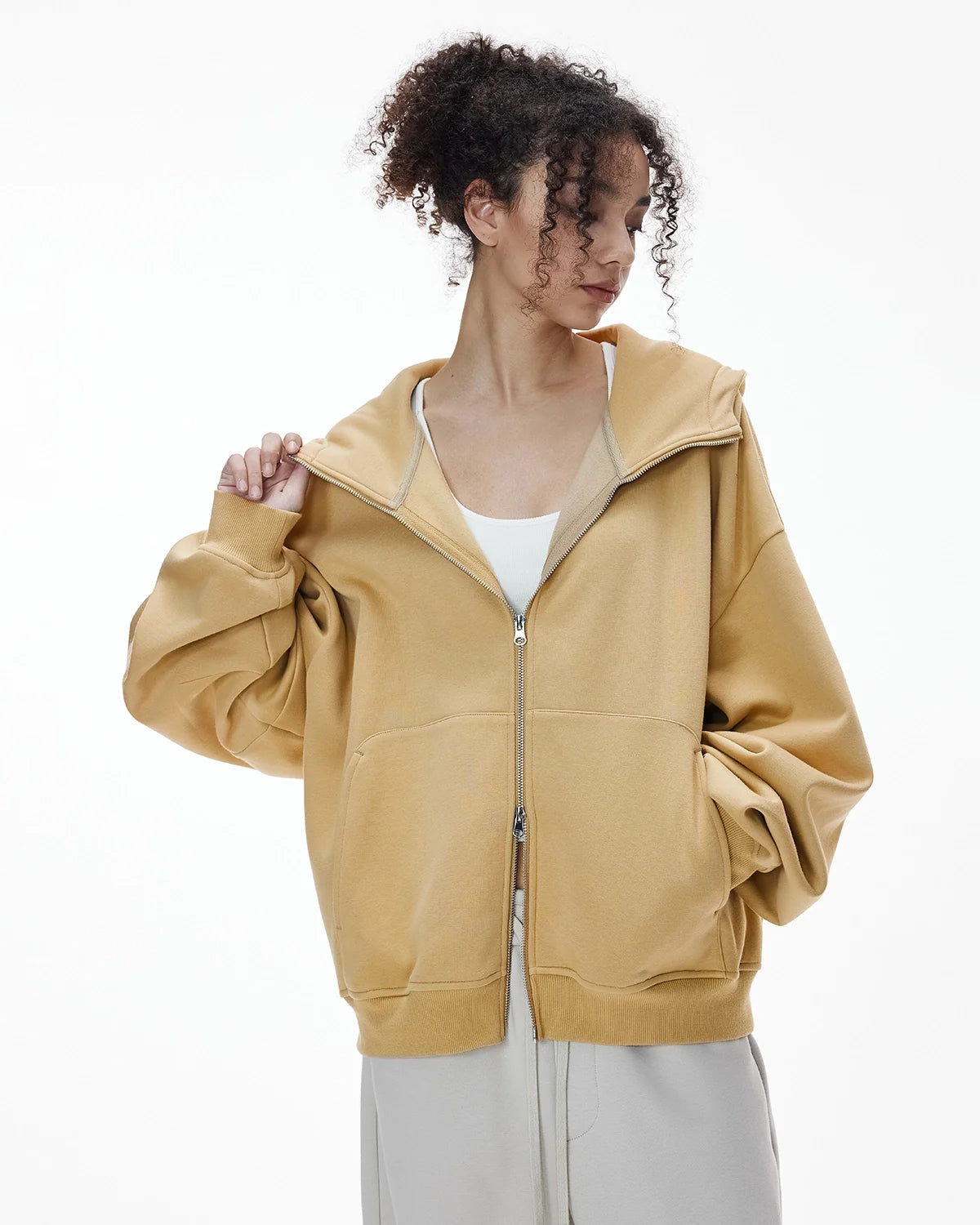 High Collar Fleece Double Zip-Up Hoodies | Inflation Streetwear