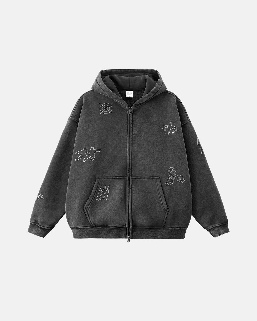 Graphic Rhinestone Acid Wash Hoodies | Inflation Streetwear