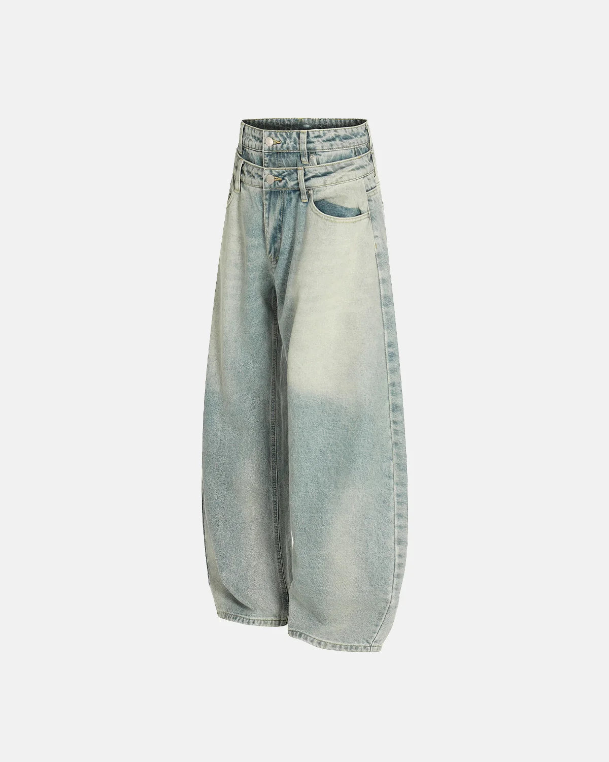 Double Waist Acid Washed Baggy Jeans | Inflation streetwear