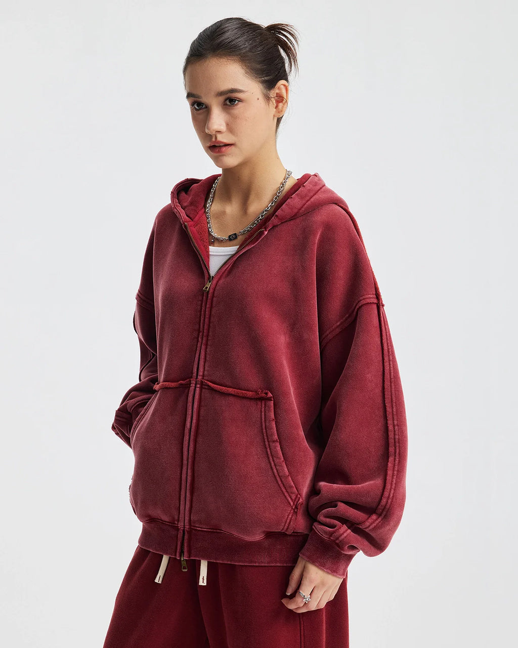 Distressed Acid Wash Double Zip Up Hoodies | Inflation Streetwear