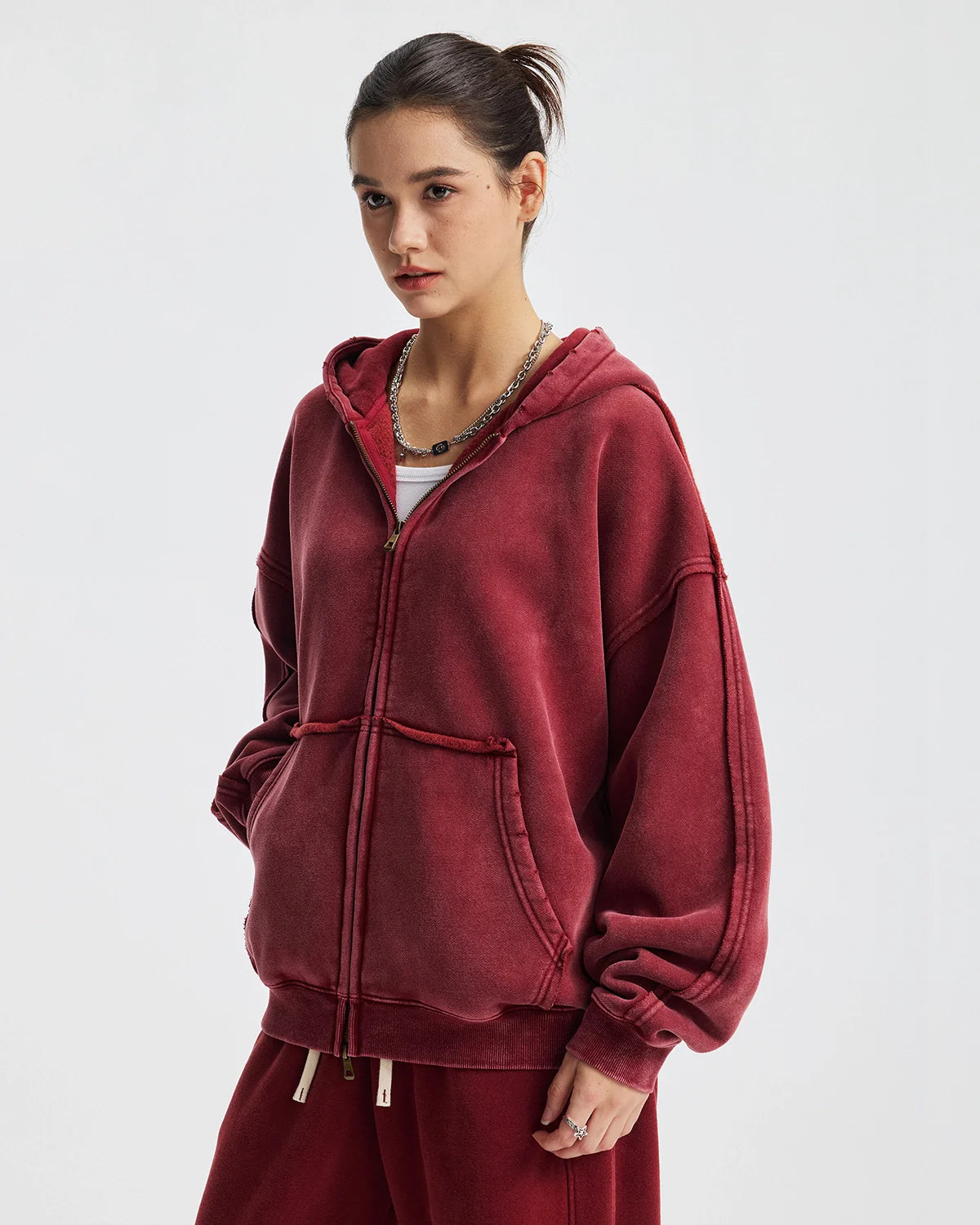 Distressed Acid Wash Double Zip Up Hoodies | Inflation Streetwear