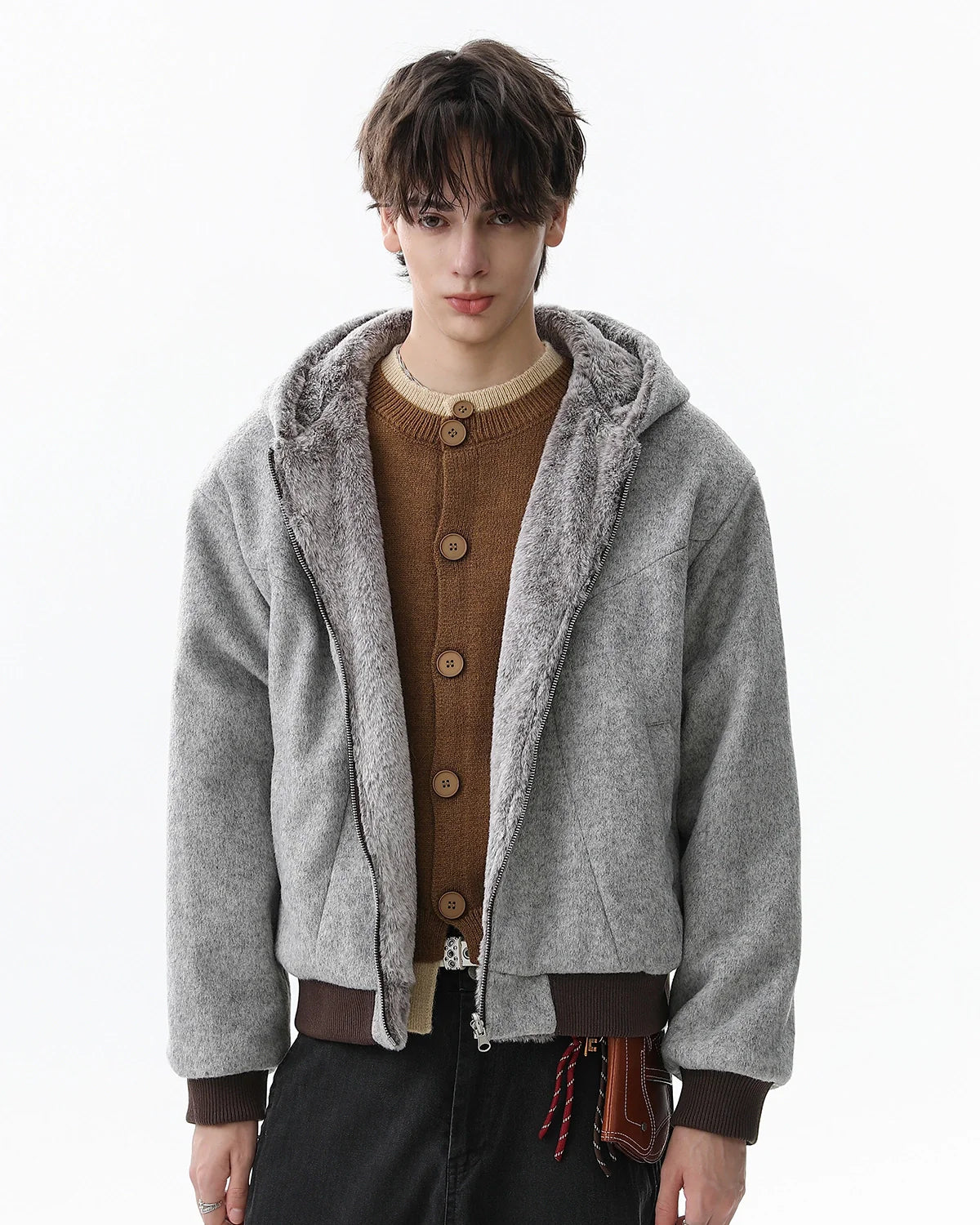 Retro Reversible Faux Fur Jacket | INFLATION Streetwear