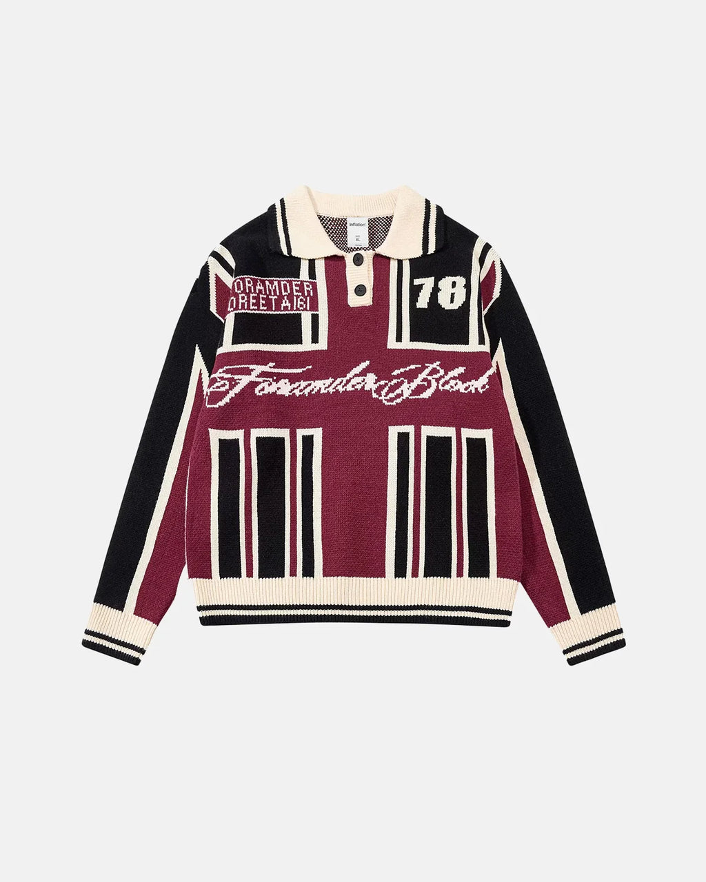 Rertro Colorblock Knitwear Polo Pullovers  | Inflation Streetwear