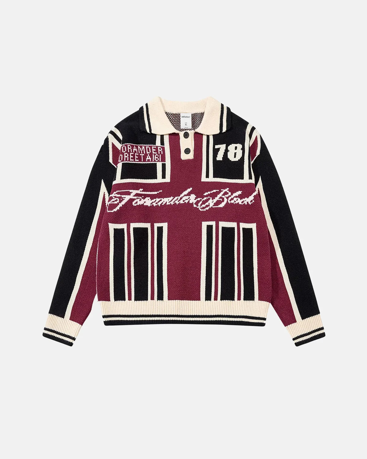 Rertro Colorblock Knitwear Polo Pullovers  | Inflation Streetwear