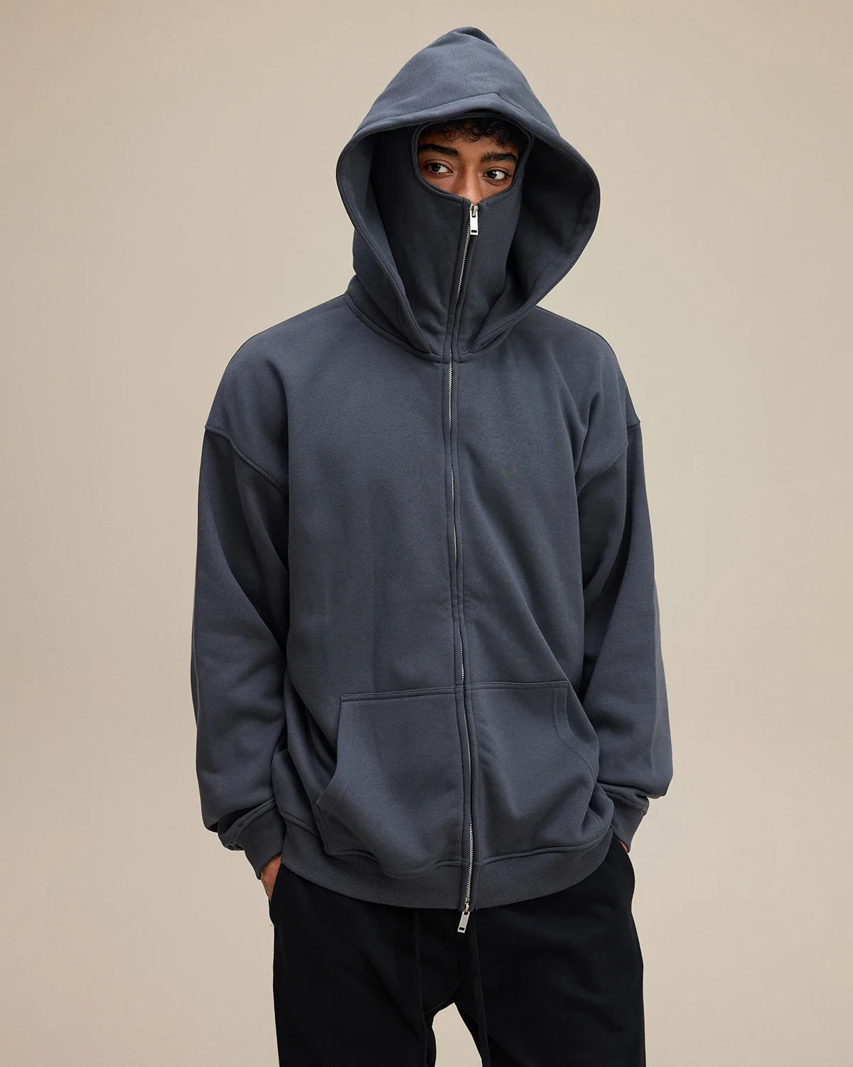 Fleece Zip-Up Hoodie with Face Mask | Inflation Streetwear