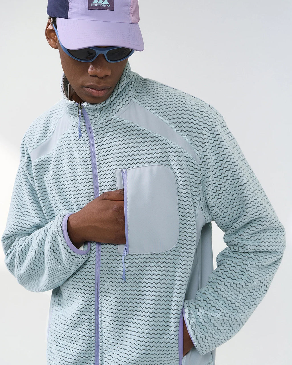 Wavy Fleece Zip-Up Jacket | INFLATION Streetwear