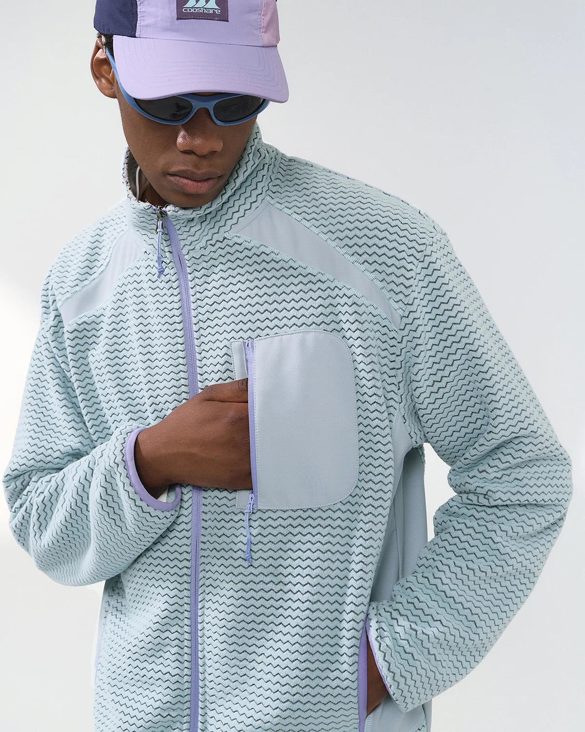 Wavy Fleece Zip-Up Jacket | INFLATION Streetwear