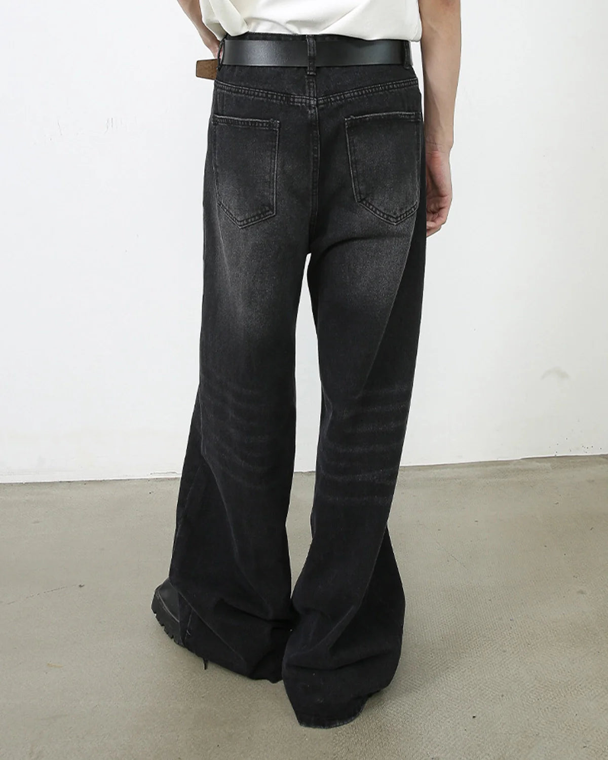 Black Monkey Washed Wide Leg Jeans | INFLATION Streetwear