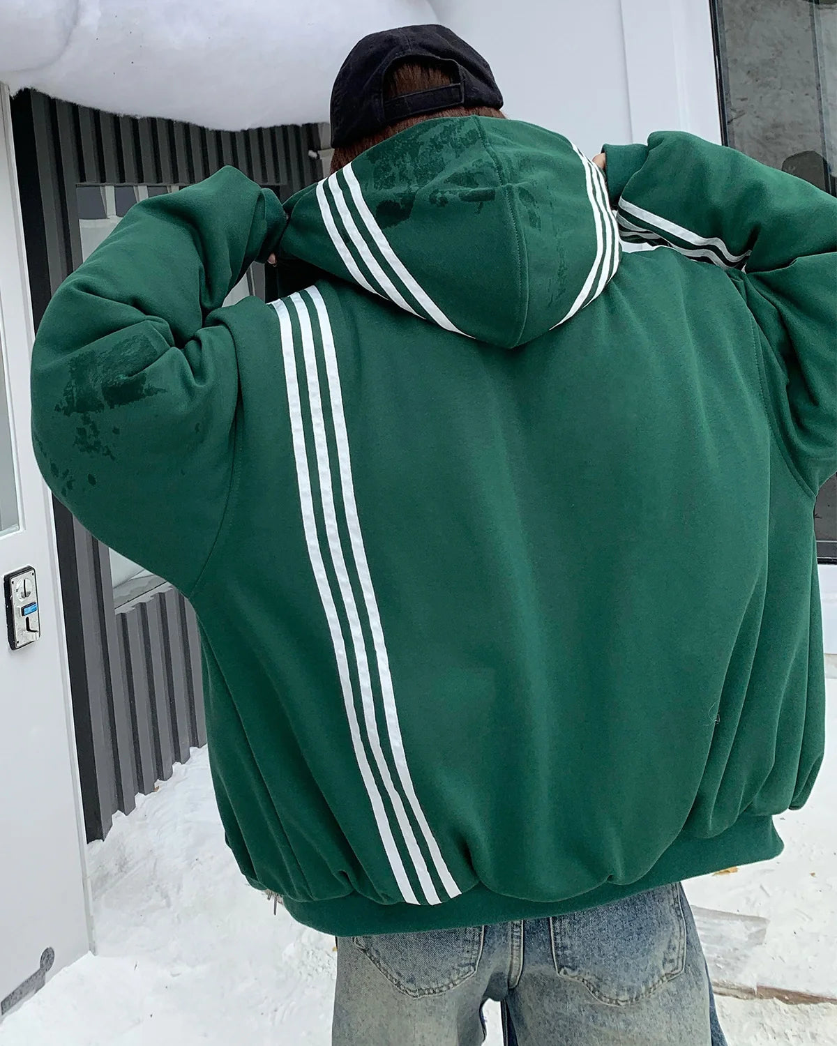 Gothic Striped Hooded Bomber Jacket  | Inflation Streetwear