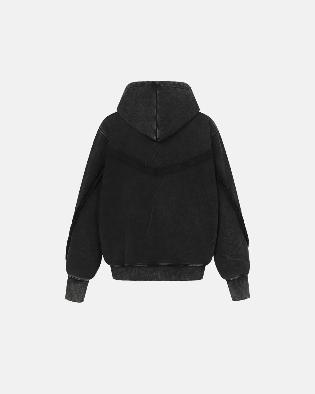 Diagonal Zipper Acid-Washed Hoodie | INFLATION Streetwear