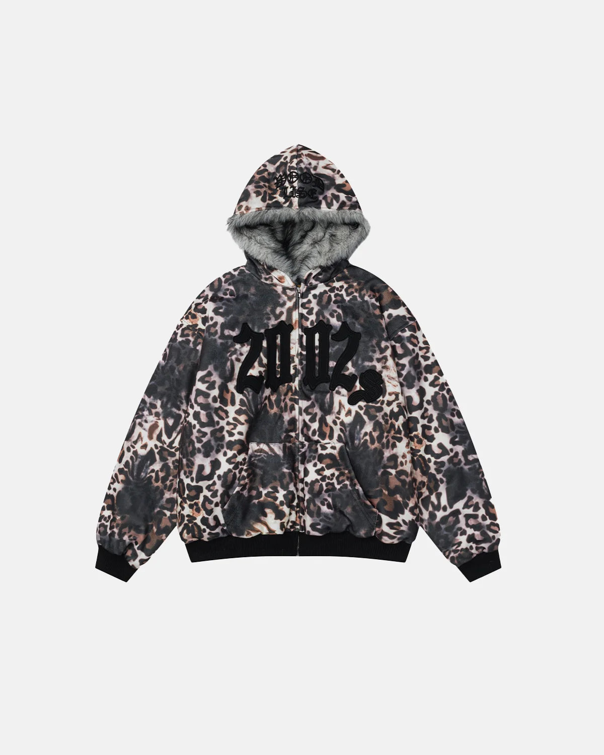Leopard Embroidery Faux Fur Jacket | Inflation Streetwear