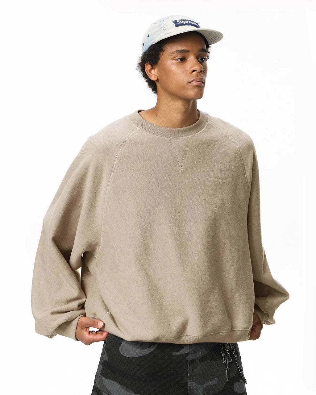 Batwing Sleeve Fleece Crewneck Sweatshirt | Inflation Streetwear