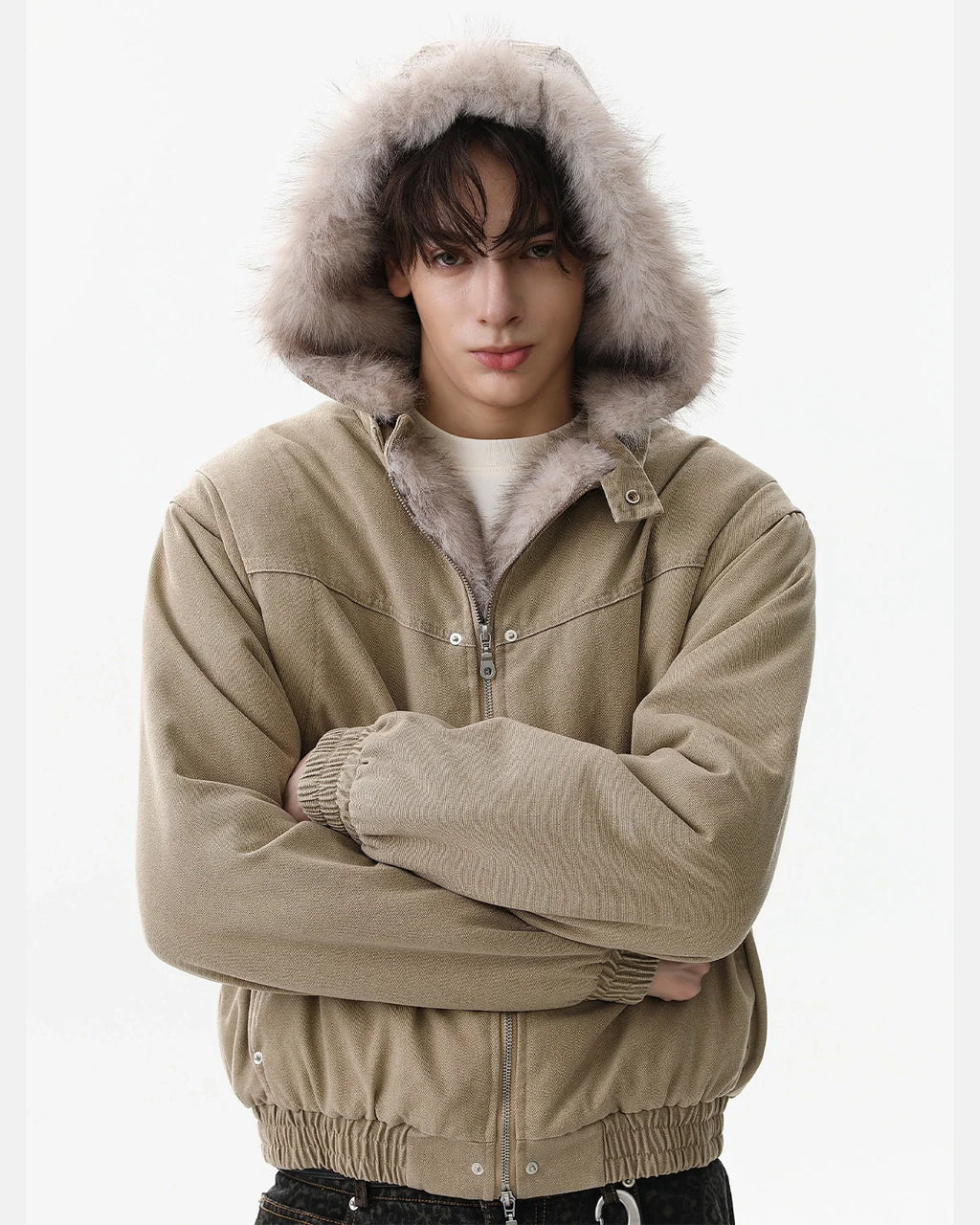 Detachable Hooded Faux Fur Padded Jacket | Inflation Streetwear