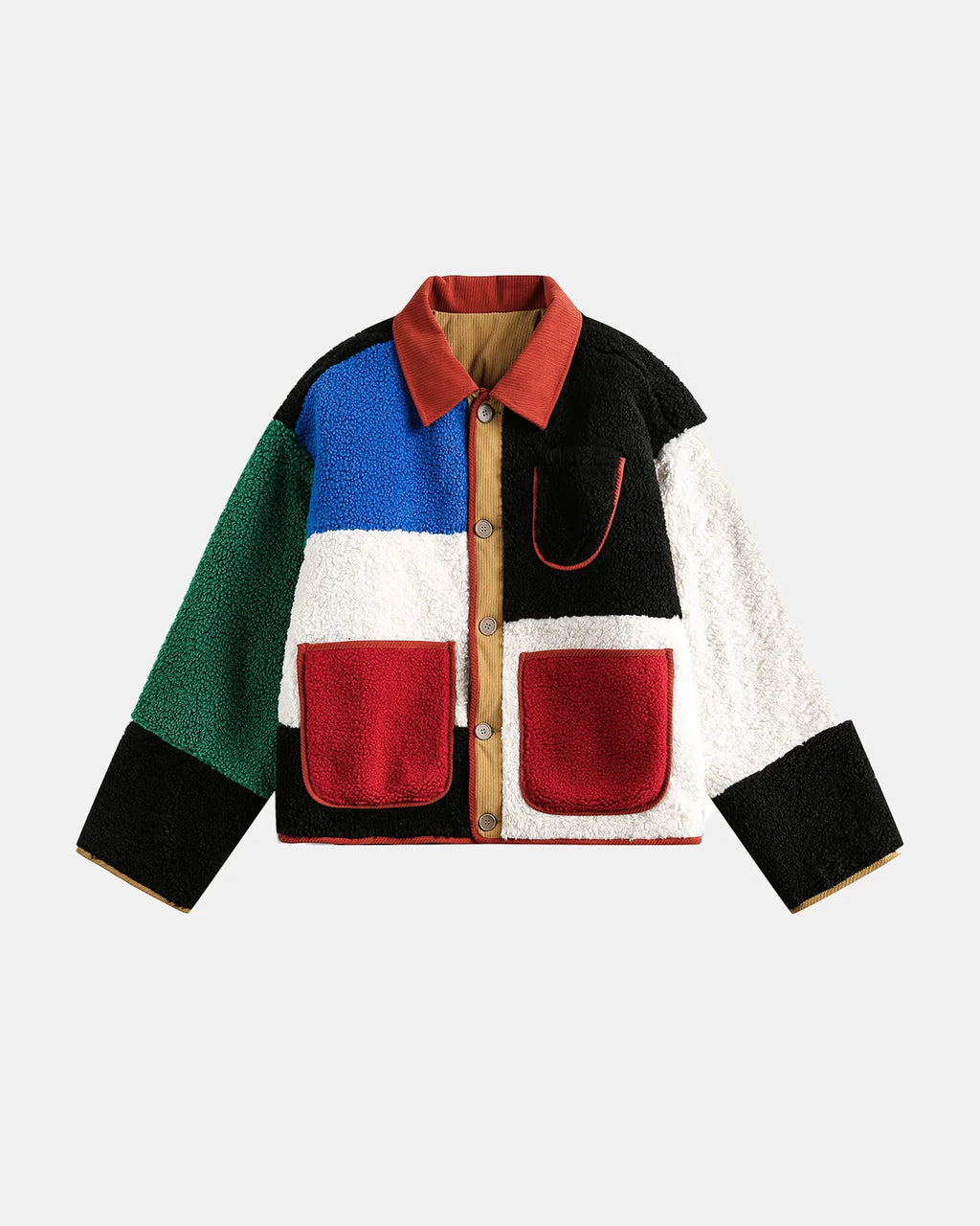 Retro Color Block Sherpa Jacket | Inflation Streetwear