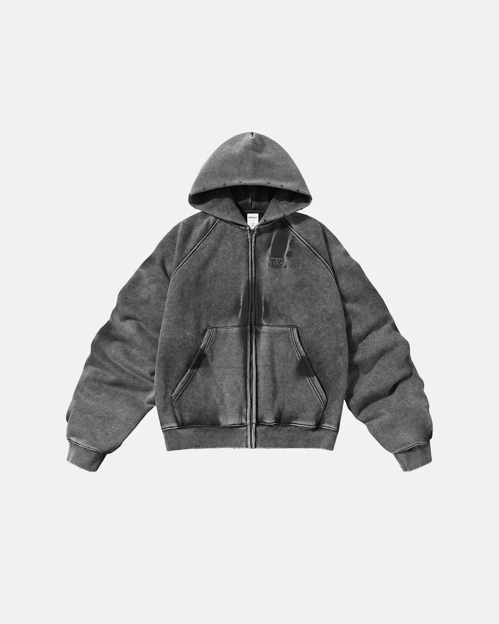 Acid Washed Embroidery Zip Up Hoodies | Inflation Streetwear