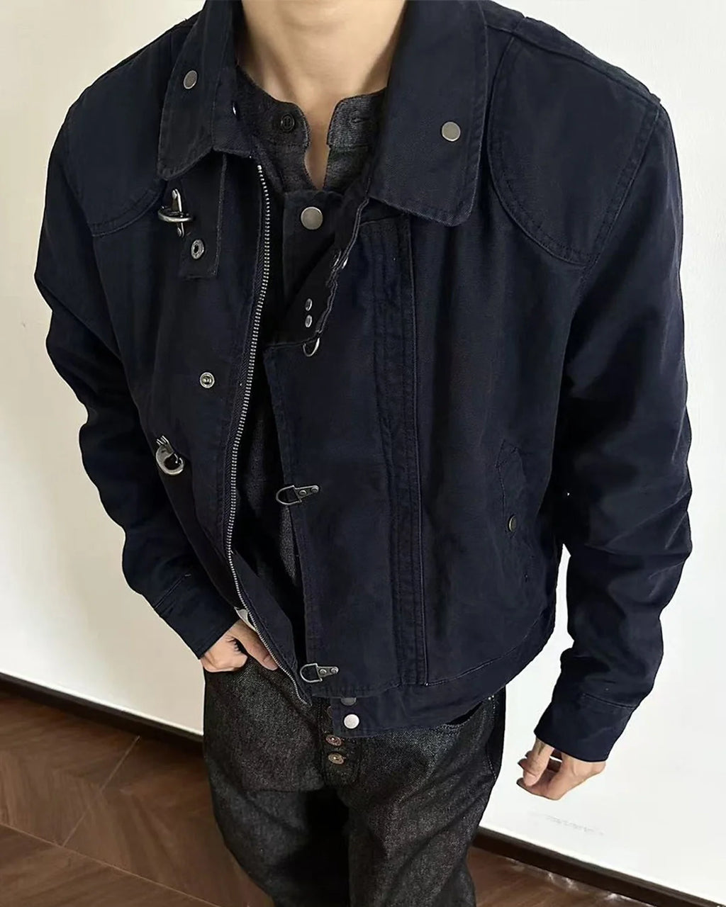 Khaki Canvas Clasp Jacket | Inflation Streetwear