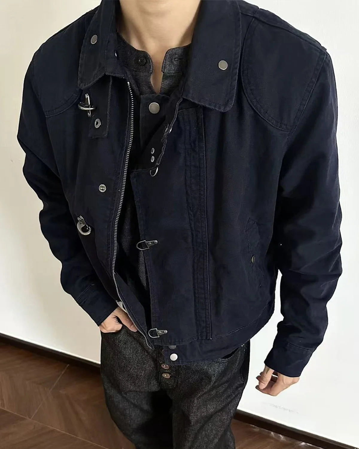 Khaki Canvas Clasp Jacket | Inflation Streetwear