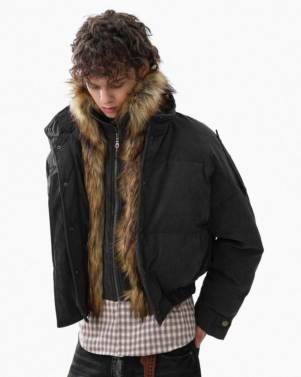 Faux Fur Cropped Cotton Parkas | Infaltion Streetwear