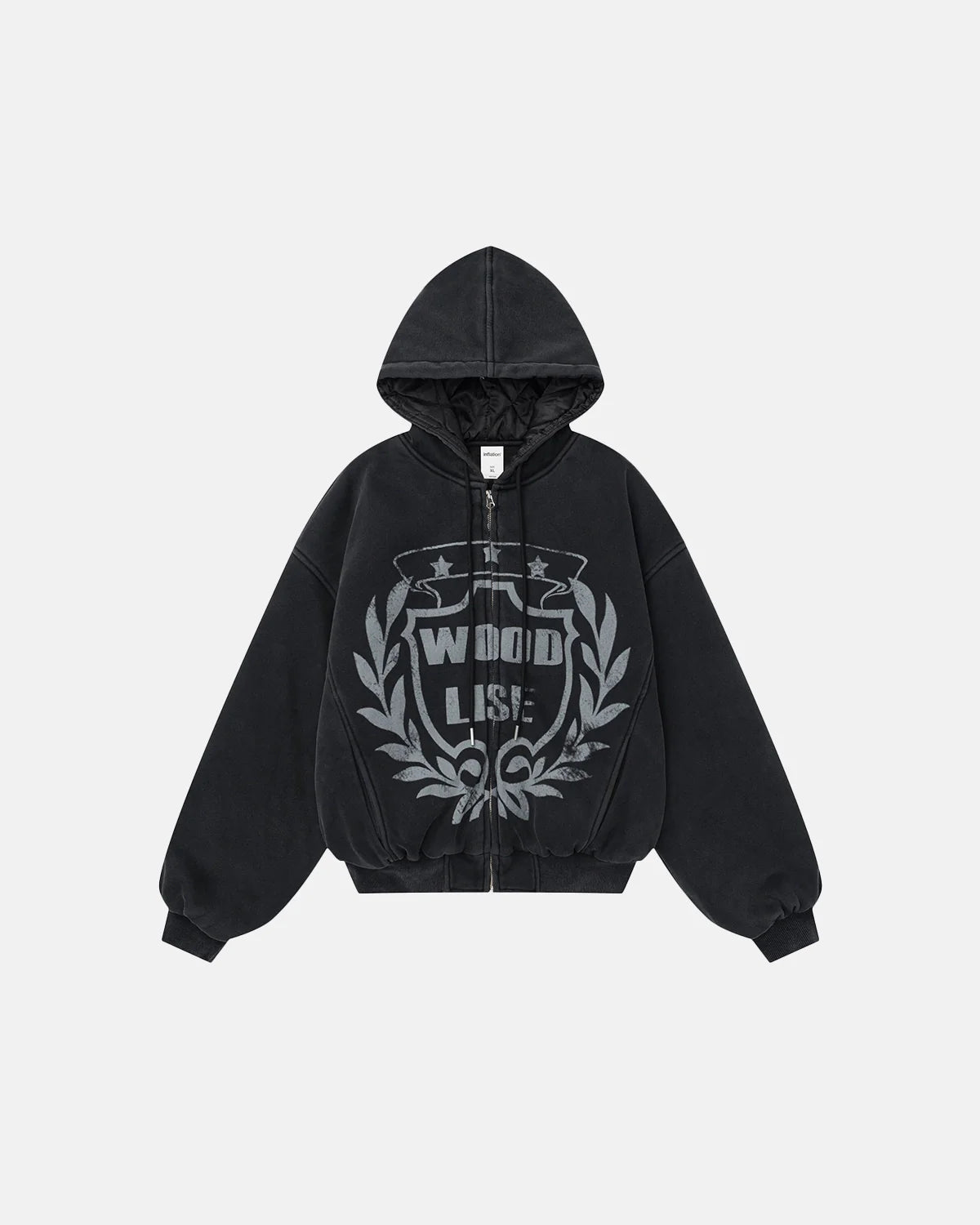 Acid Washed Graphic Cotton Padded Jacket | Inflation Streetwear