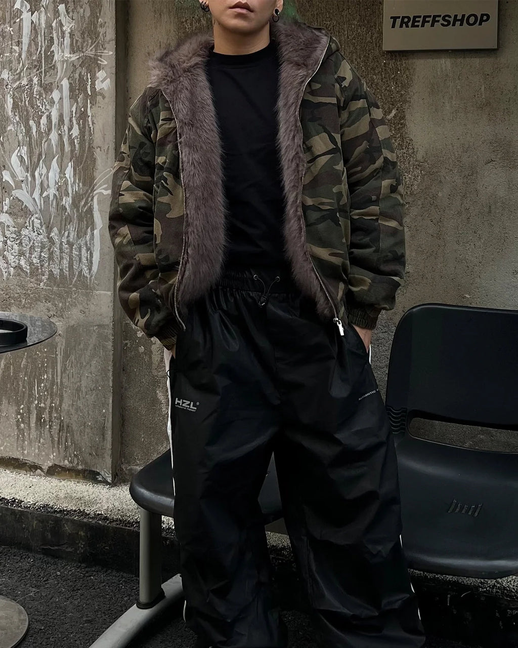 Camo Faux Fur Lined Bomber Jacket | Inflation Streetwear